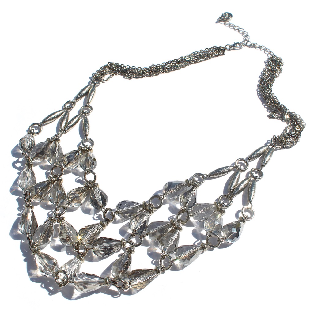 Simply Vera Statement Necklace Silver Tone Clear 30$